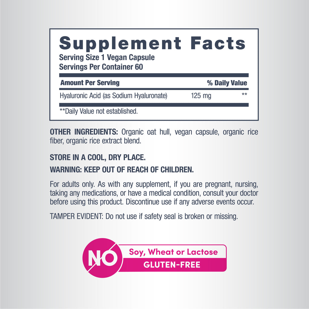 Hyaluronic Acid, 125 mg, 60 Vegan Capsules