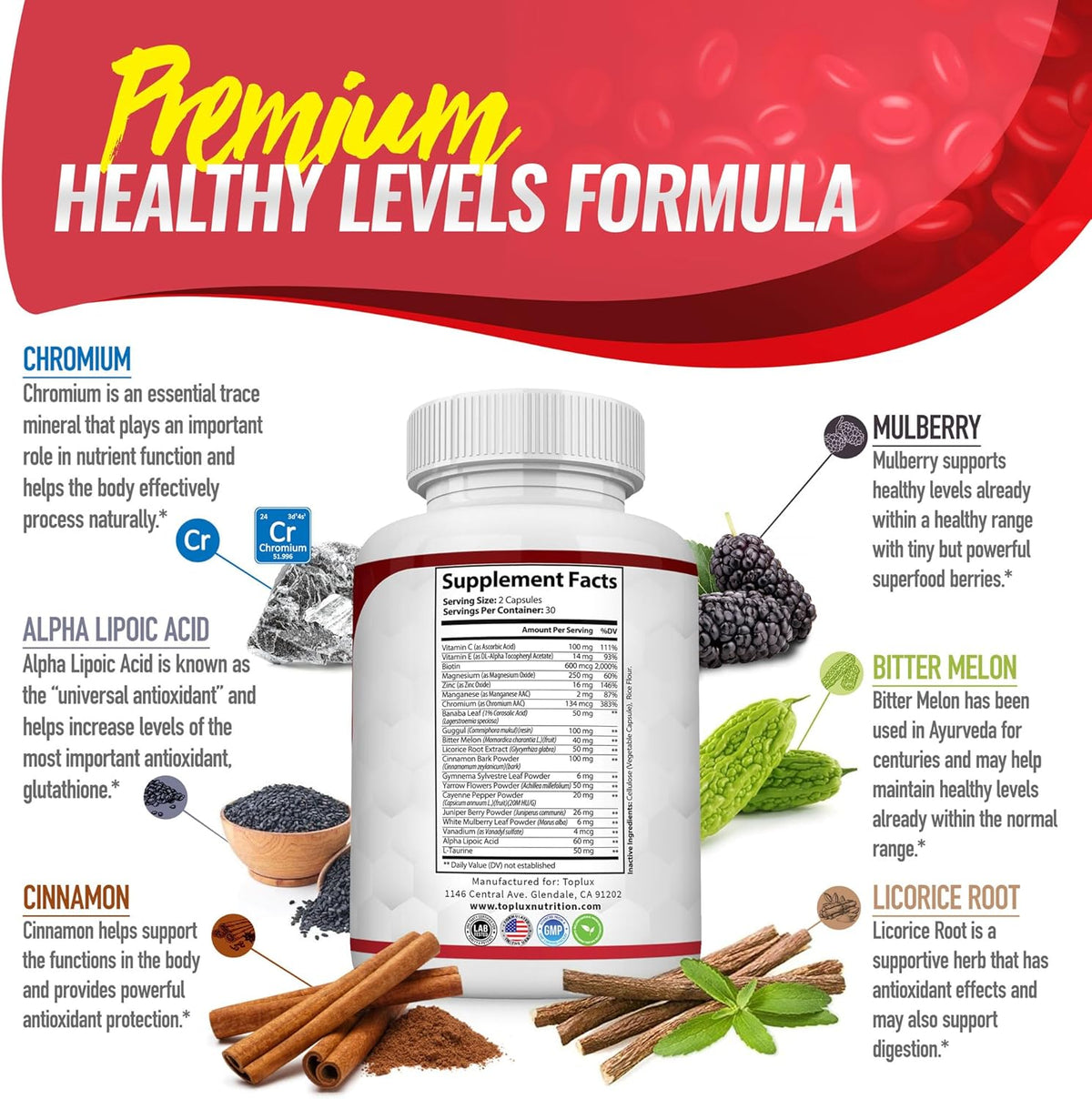 Blood Sugar Complex-Supports healthy balanced blood sugar levels-Advanced Formula with 20 Essential Active Ingredients