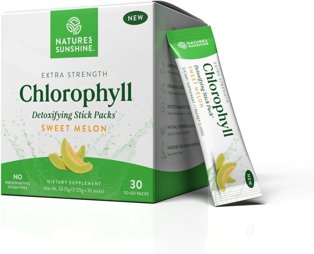 Nature's Sunshine Chlorophyll Stick Packs: Supercharge Your Detox and Boost Gut Health in Convenient, Delicious Stick Packs (Lime Twist)