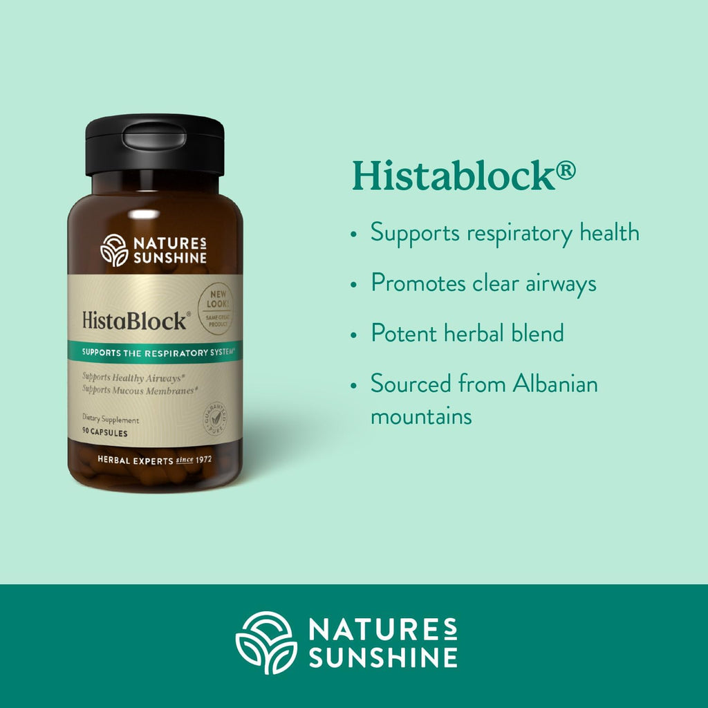 Nature's Sunshine HistaBlock | Respiratory Support Supplement | Supports Airways & Blocks Irritants | Antioxidant Strength | Seasonal Allergy Help | Natural Respiratory Function Aid 90 Capsules