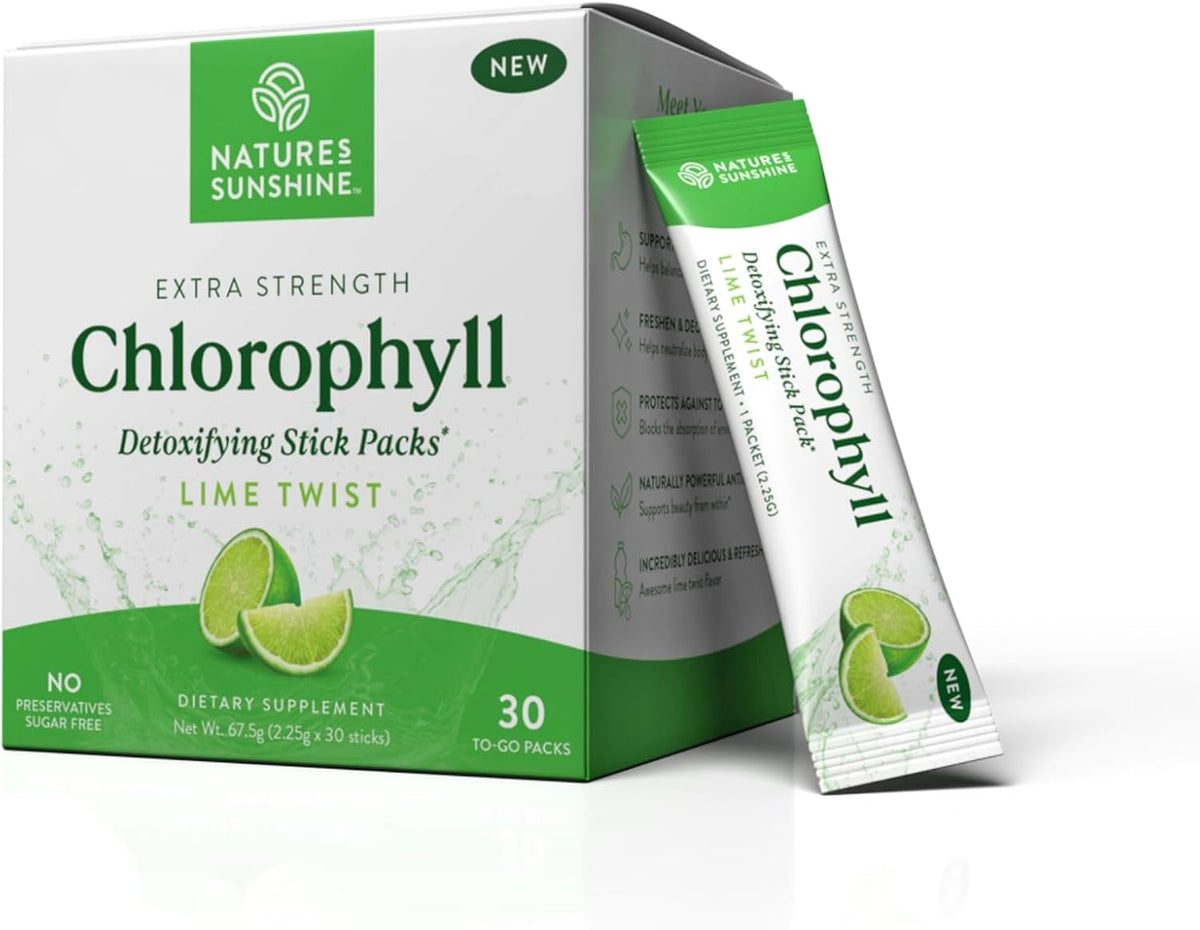 Nature's Sunshine Chlorophyll Stick Packs: Supercharge Your Detox and Boost Gut Health in Convenient, Delicious Stick Packs (Crisp Apple)