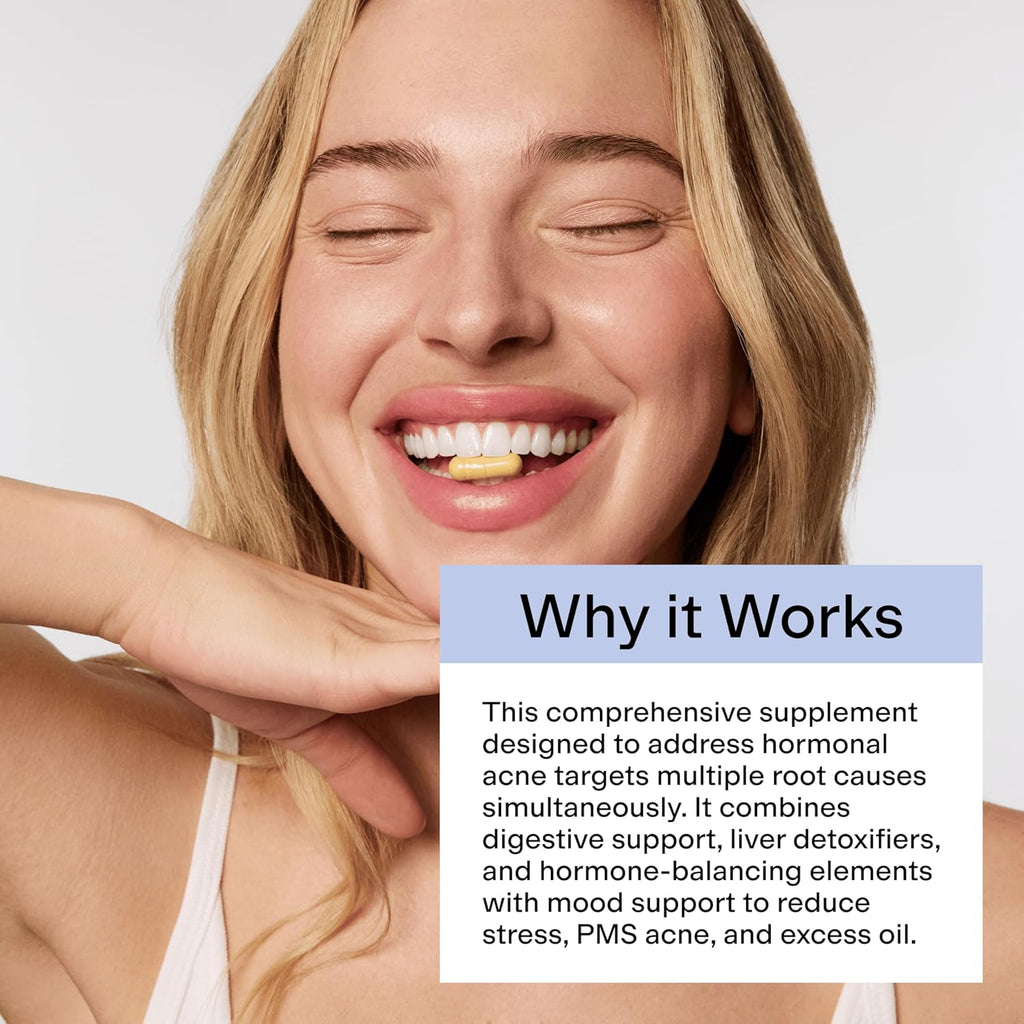 Hormonal Acne Supplement (5-HTP) - Natural DIM Supplement - Skin Care Vitamins - Hormone Balance, Antioxidants - Gluten Free, Cruelty Free - 30 Servings, 90 Capsules