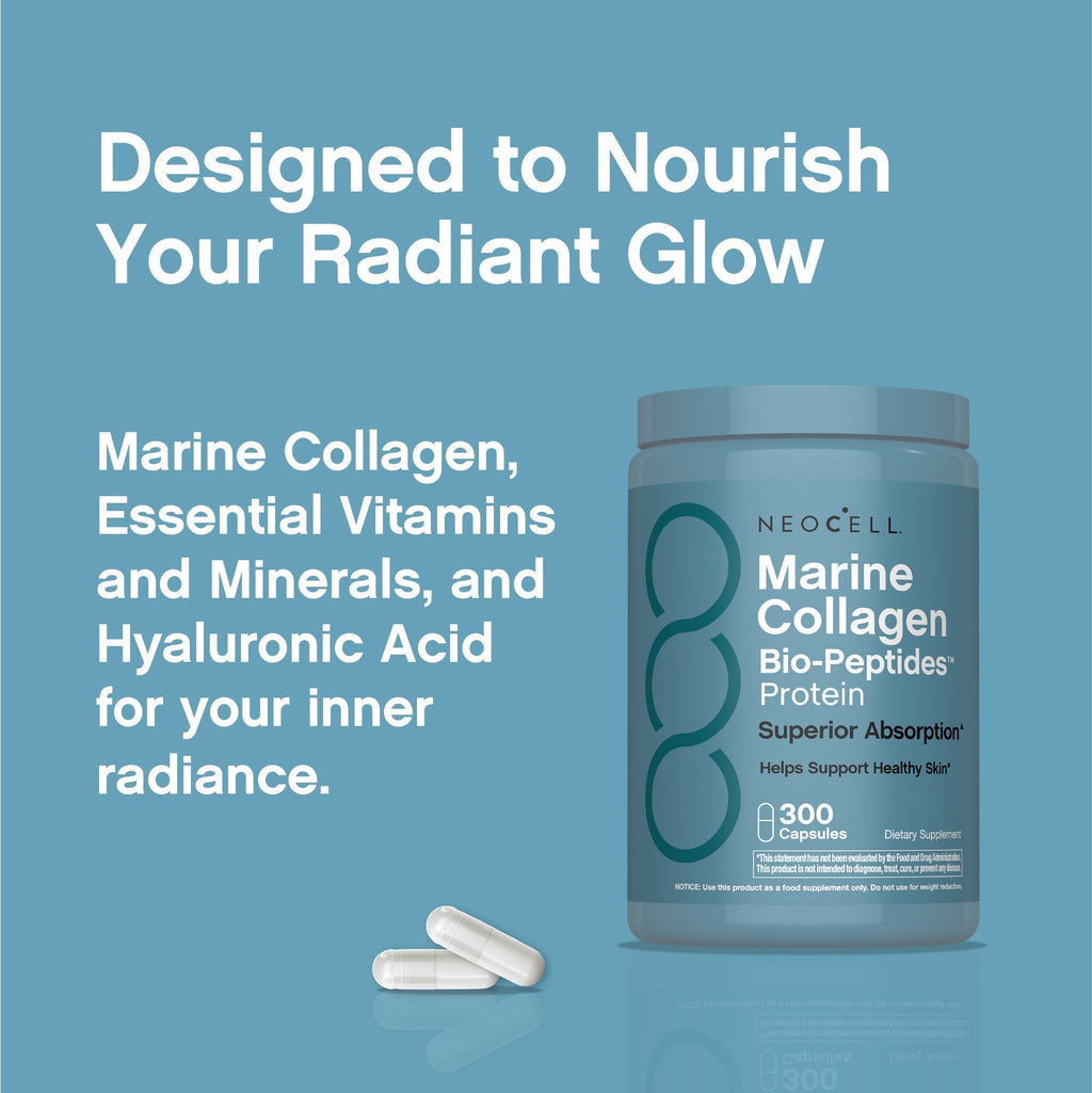Marine Collagen Peptides + Hyaluronic Acid, 300 Fish Gelatin Capsules