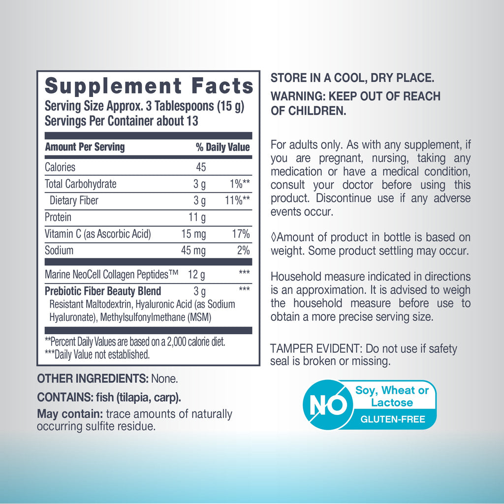 Marine Collagen Peptides + Hyaluronic Acid, MSM & C, 7 oz (200 g) Powder