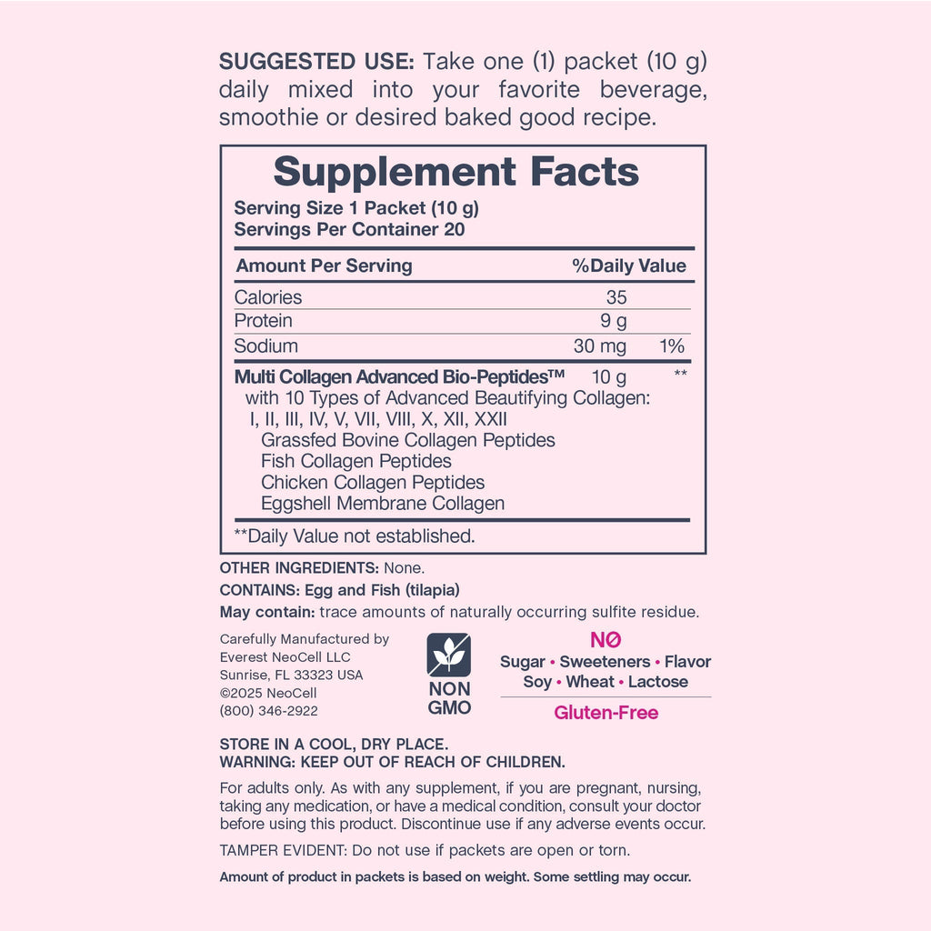 Multi Collagen Bio-Peptides Unflavored, 20 Stick Packs