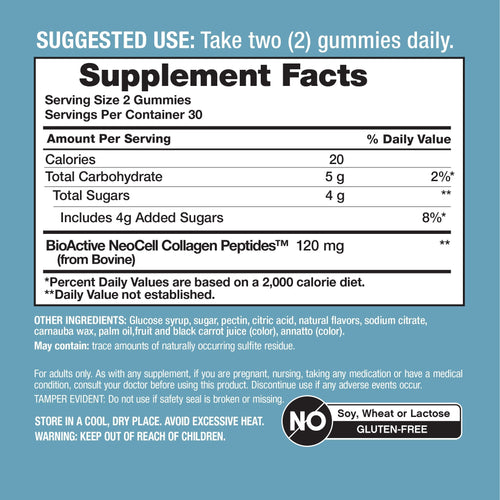 Collagen Bio-Peptides Gummies Strawberry Flavor, 60 Tasty Gummies