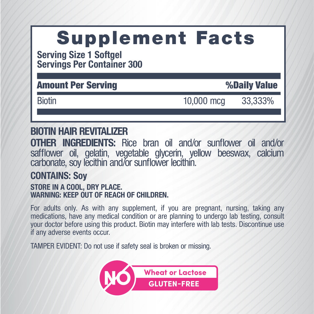 Biotin Hair Revitalizer, 10,000 mcg, 300 Softgels