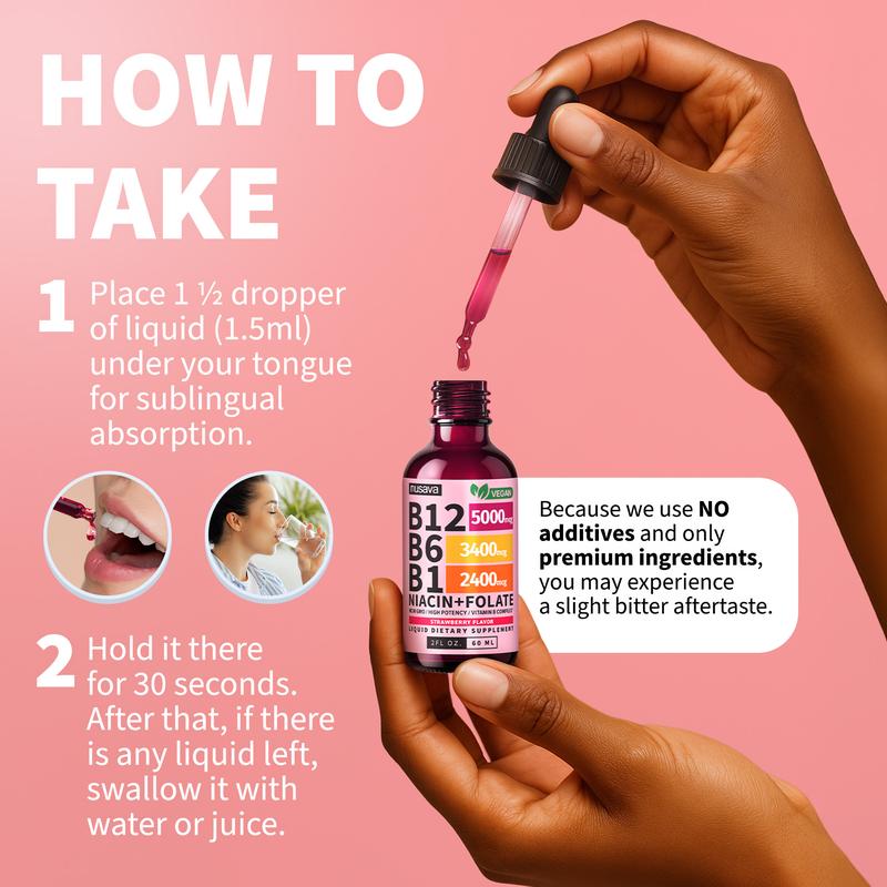 (1-PACKRaspberry) Vitamin B12 Liquid Supplement Drops  - Edible Support for Energy, Brain & Heart, Non-GMO & Gluten-Free, 4 FI Oz