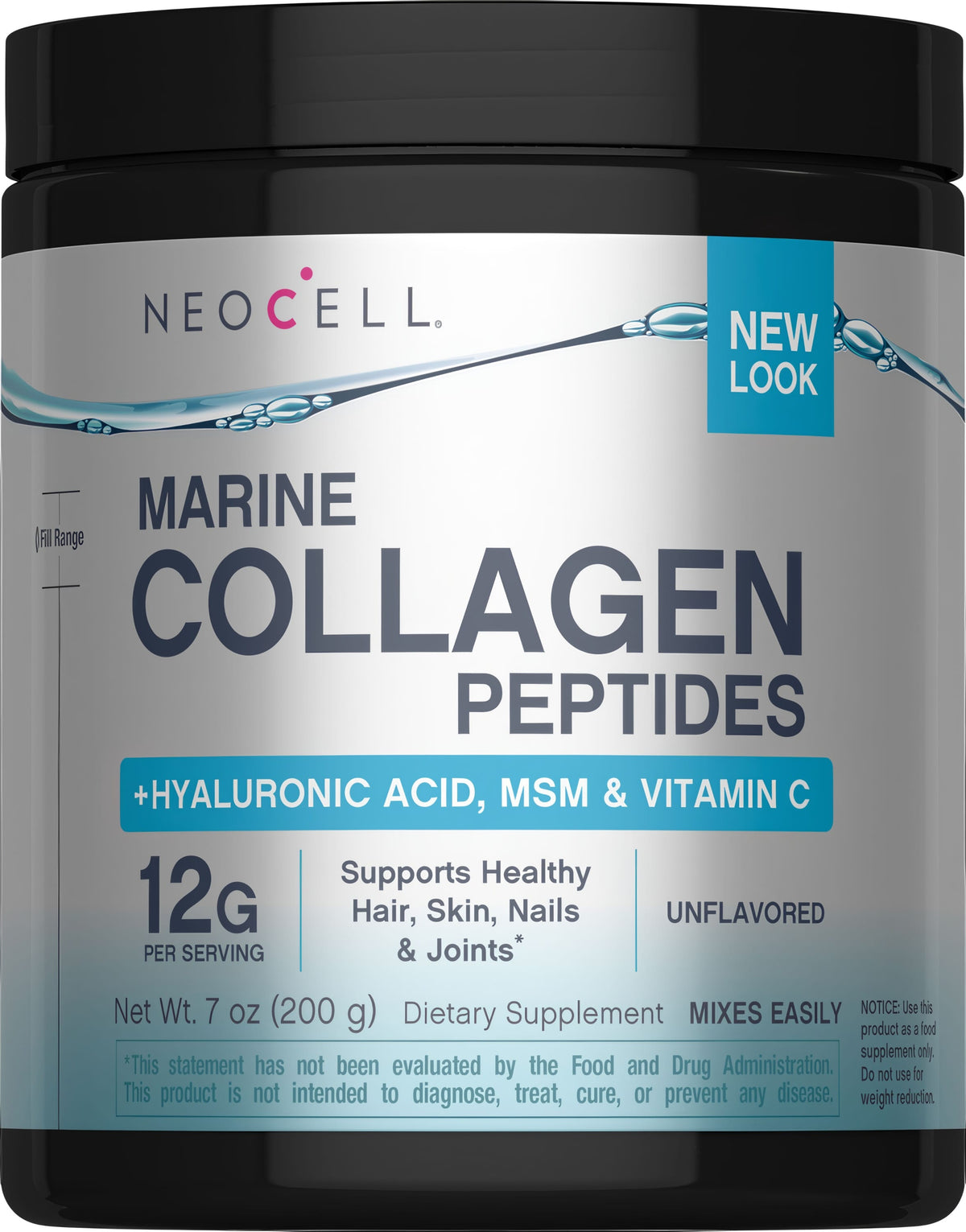 Marine Collagen Peptides + Hyaluronic Acid, MSM & C, 7 oz (200 g) Powder